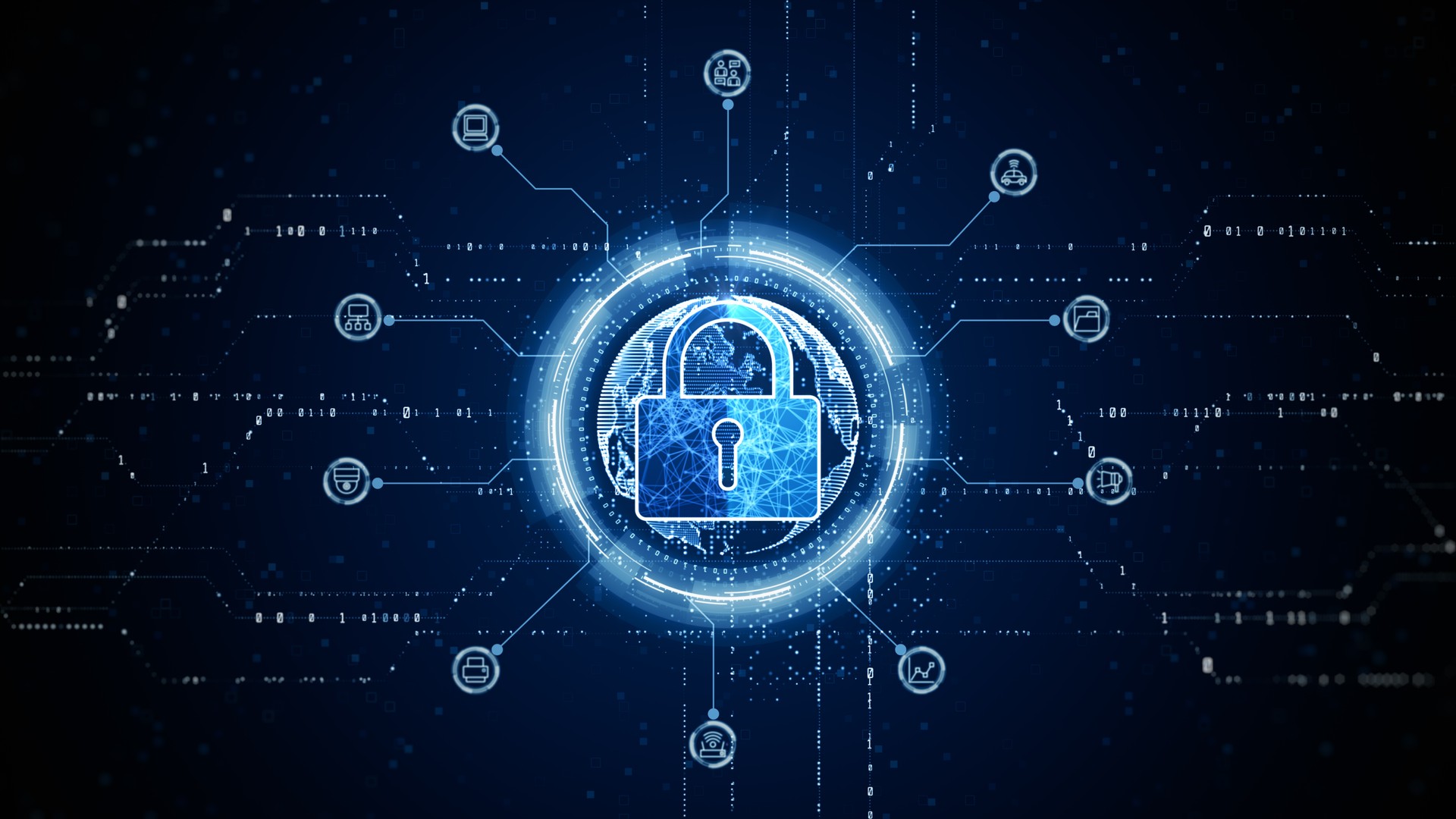 HUD Padlock Icon Cyber Security, Digital Data Network Protection, Future Technology Digital Data Network Connection Background Concept. 3d rendering